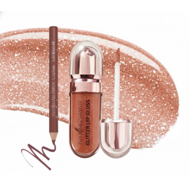 ✨ “Kit Labial Gloss Glitter + Lápis Contorno – Brilho Espelhado, Efeito brilho intenso | Lumina Make”. Envio Rápido!