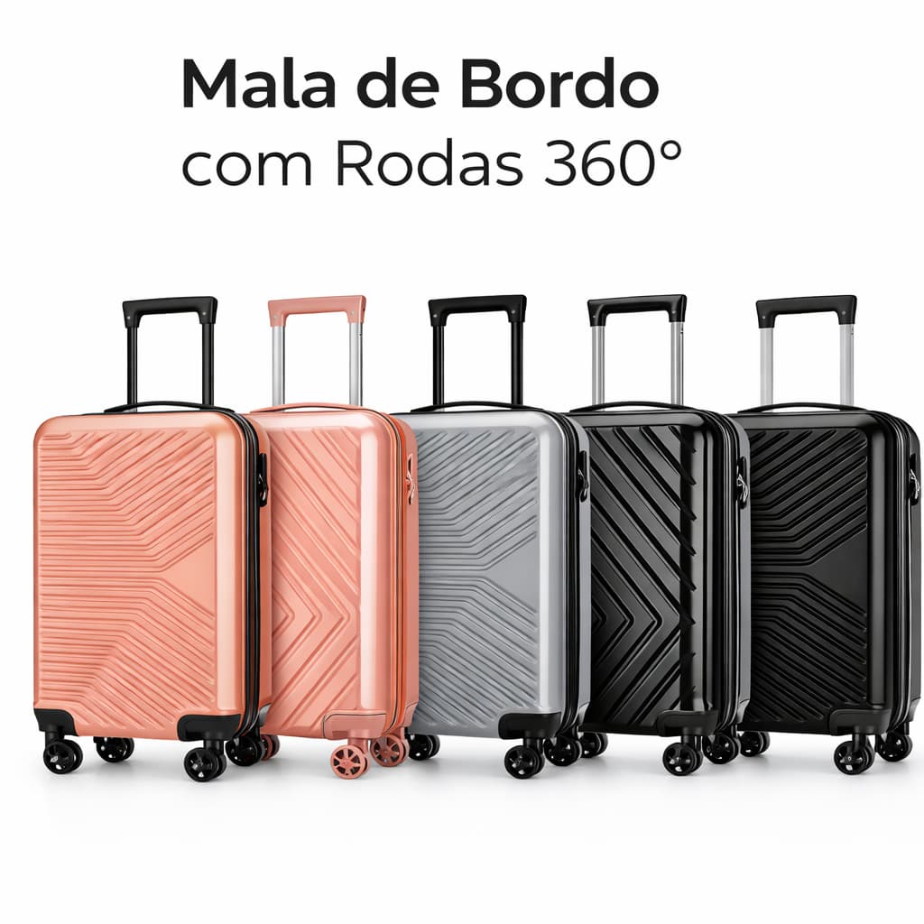 Mala de Viagem de Bordo 10kg Rodinhas 360º Padrão Anac Bagagem de Mão Cadeado Leve a bordo Multmaxx