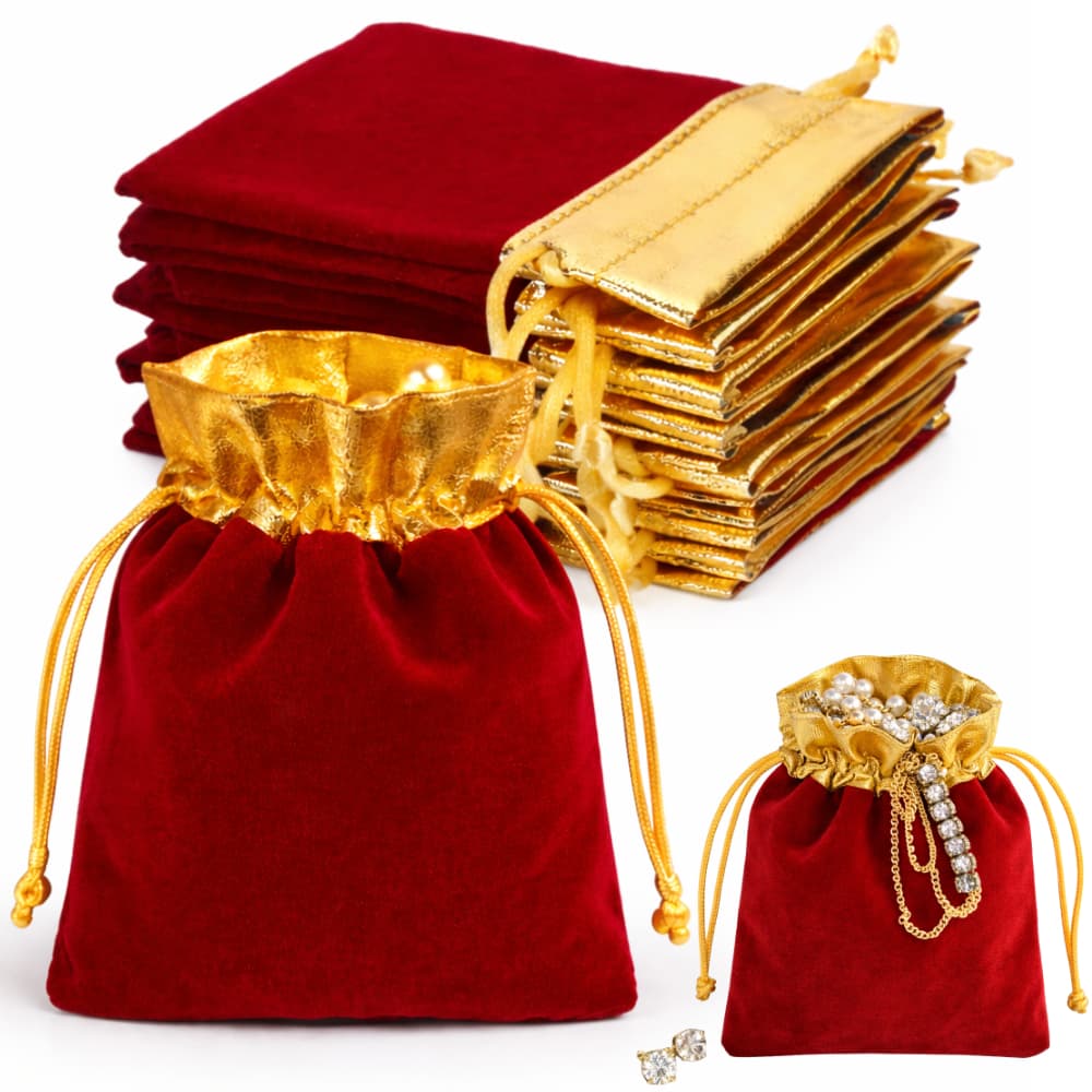 Kit 20/50/100 Saquinho De Veludo Para Joias e Lembrancinhas 7x9/10x15cm Saco Embalagem Presente Natal Festa Casamento