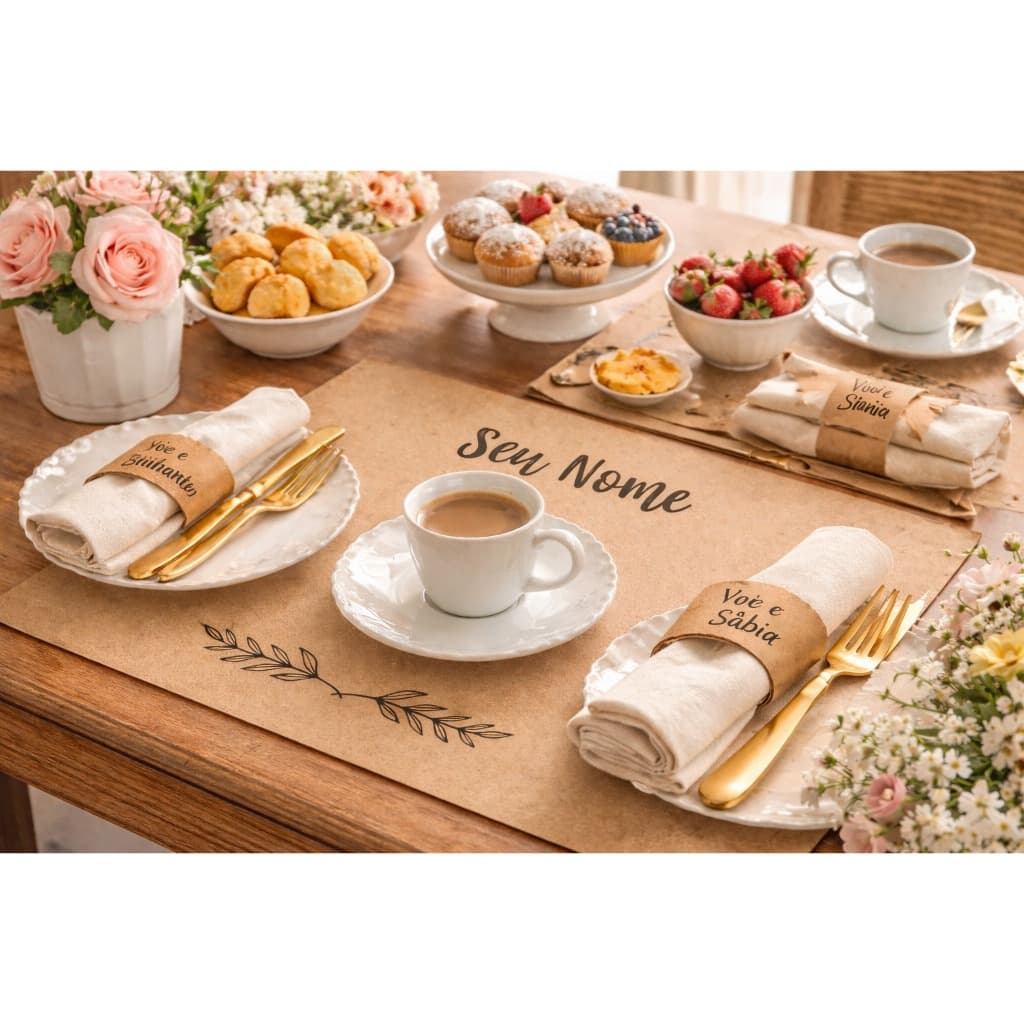 Jogo Americano Mesa Posta Descartável, Dia das MÃES Personalizado Mulheres café  com Deus Casa Cozinha Reuniao Celula