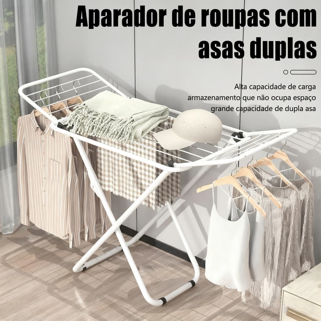 Varal Reforçado e Não Enferruja: Modelo Dobrável com Abas, Super Leve e Ideal para Espaços Compactos