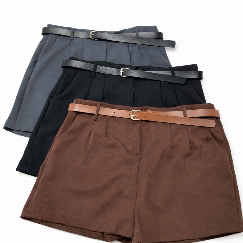Short Plus Size Com Cinto Grátis Elegante Moda Feminina Oferta Shorts Bermuda Feminino