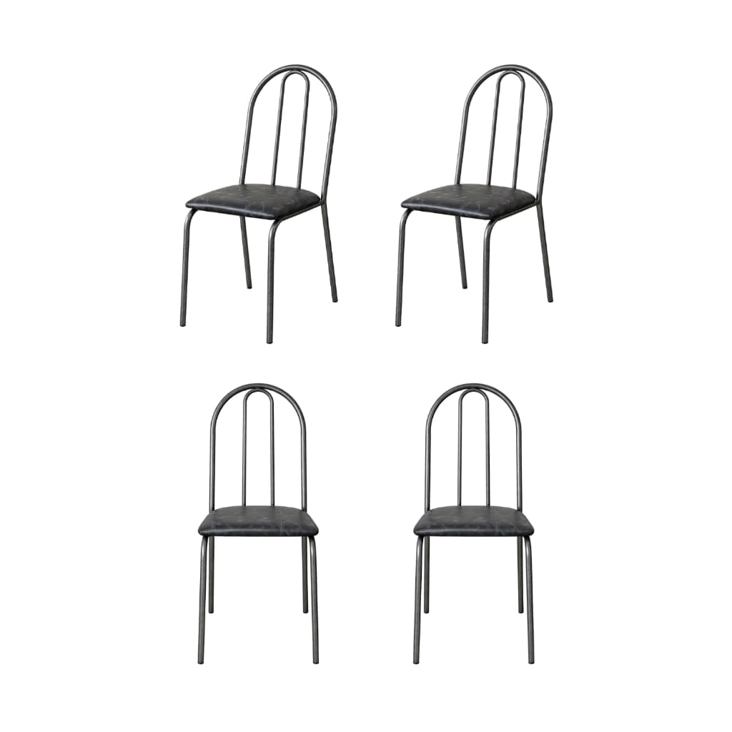 Kit 4 Cadeiras De Jantar Cozinha Aço Tubular Com Estofamento Para Mesa Quatro Lugares