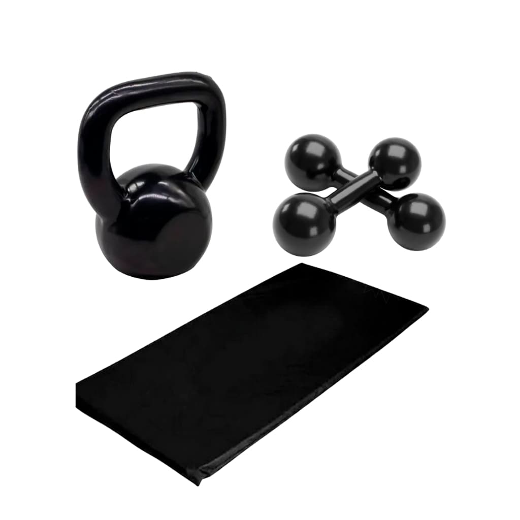 Kit Fitness | One Life Sports® | Colchonete + Halter 3kg + Kettlebell 6kg | Uso Residencial