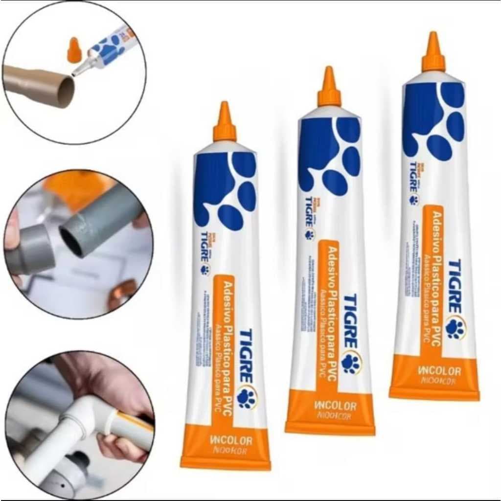 Cola Para Cano Bisnaga 17g Tigre Adesivo Plástico PVC Incolor