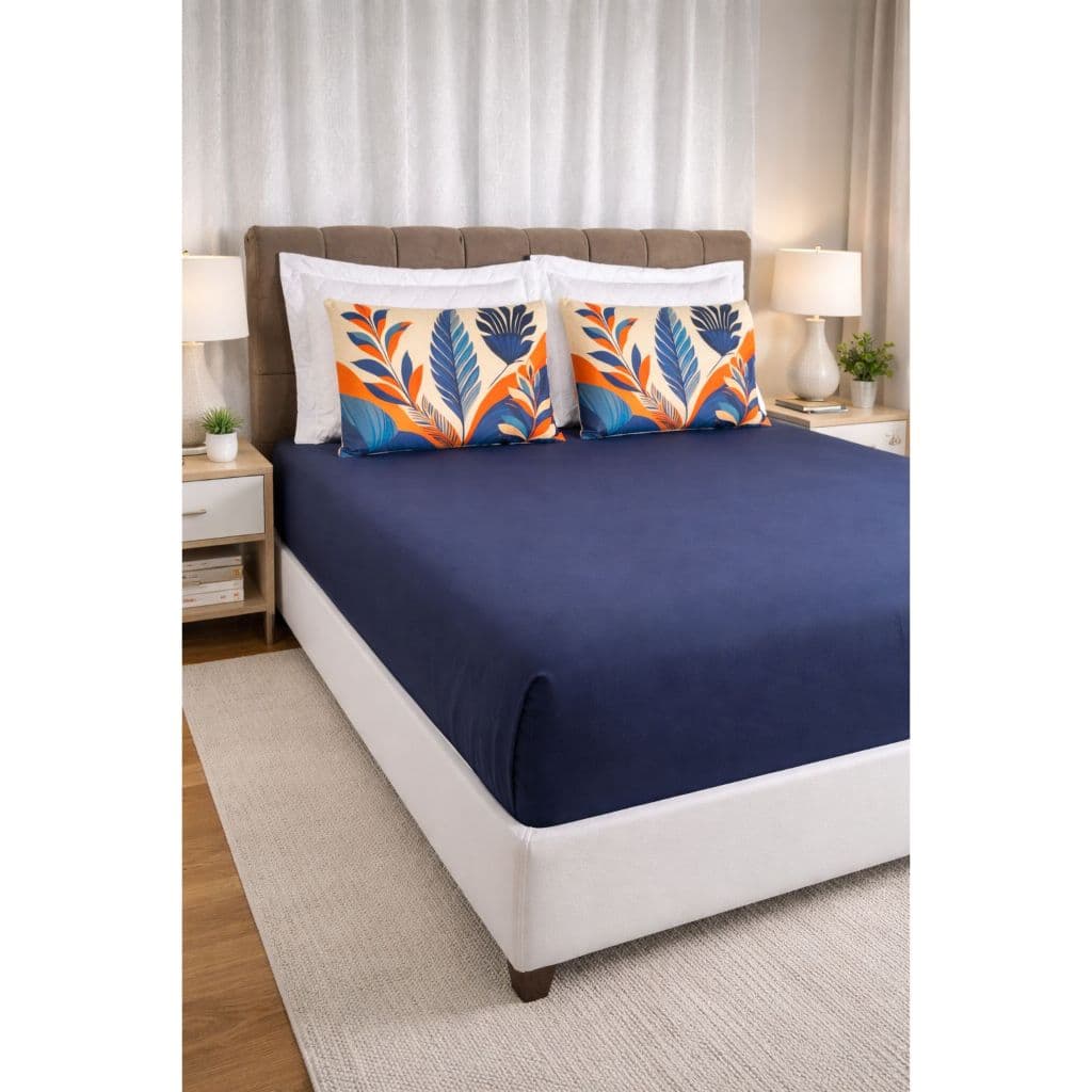 Jogo de Cama Casal Queen Size Com Elástico Micropercal Fronhas estampa Digitais 03 peças .