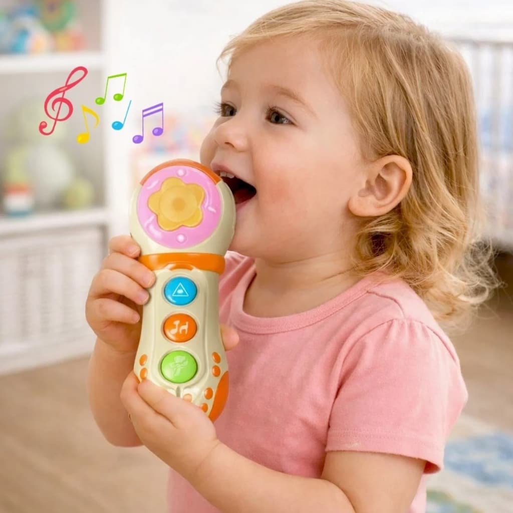 Brinquedo Mini Microfone Musical Sortido Infantil com Luz e Som Educativo Interativo Bebê e Criança