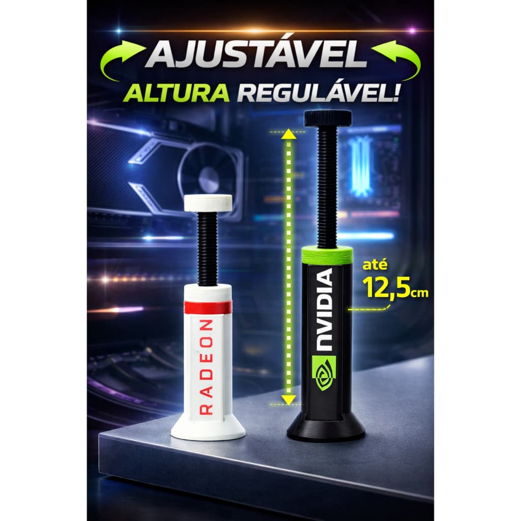 Suporte Ajustável para Placa de Vídeo GPU | Anti-Sag Universal NVIDIA AMD | Estabilizador para Gabinete Gamer