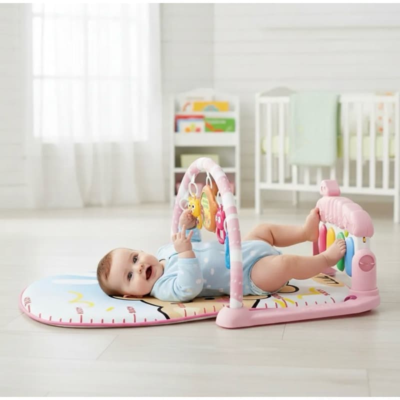 ✨ Tapete Musical Bebê Rosa com Piano Interativo e Brinquedos – Atividades Educativas e Divertidas ✨