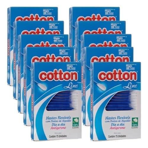 KIT 11Hastes Flexiveis Cotton Line Com 75 Unidades - Embalagem 10X75 UN