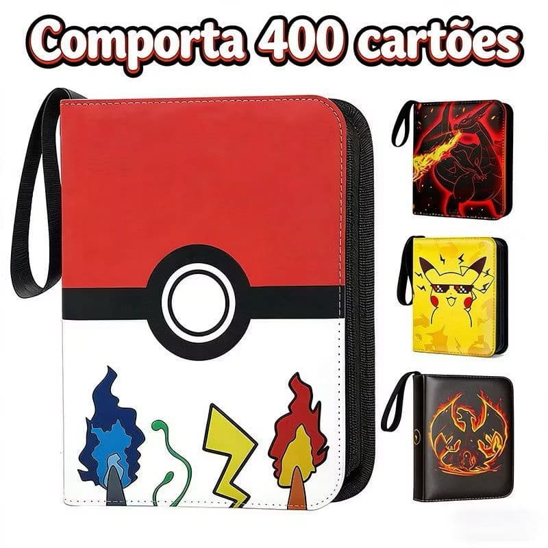 Livro De Coleção De Cartões Com Zíper 4 Grades Para Cartas De Jogo
