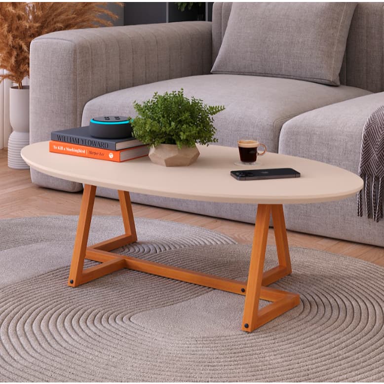 Mesinha De Centro 90cm Oval Stilo– Resistente E Elegante, Design Moderno