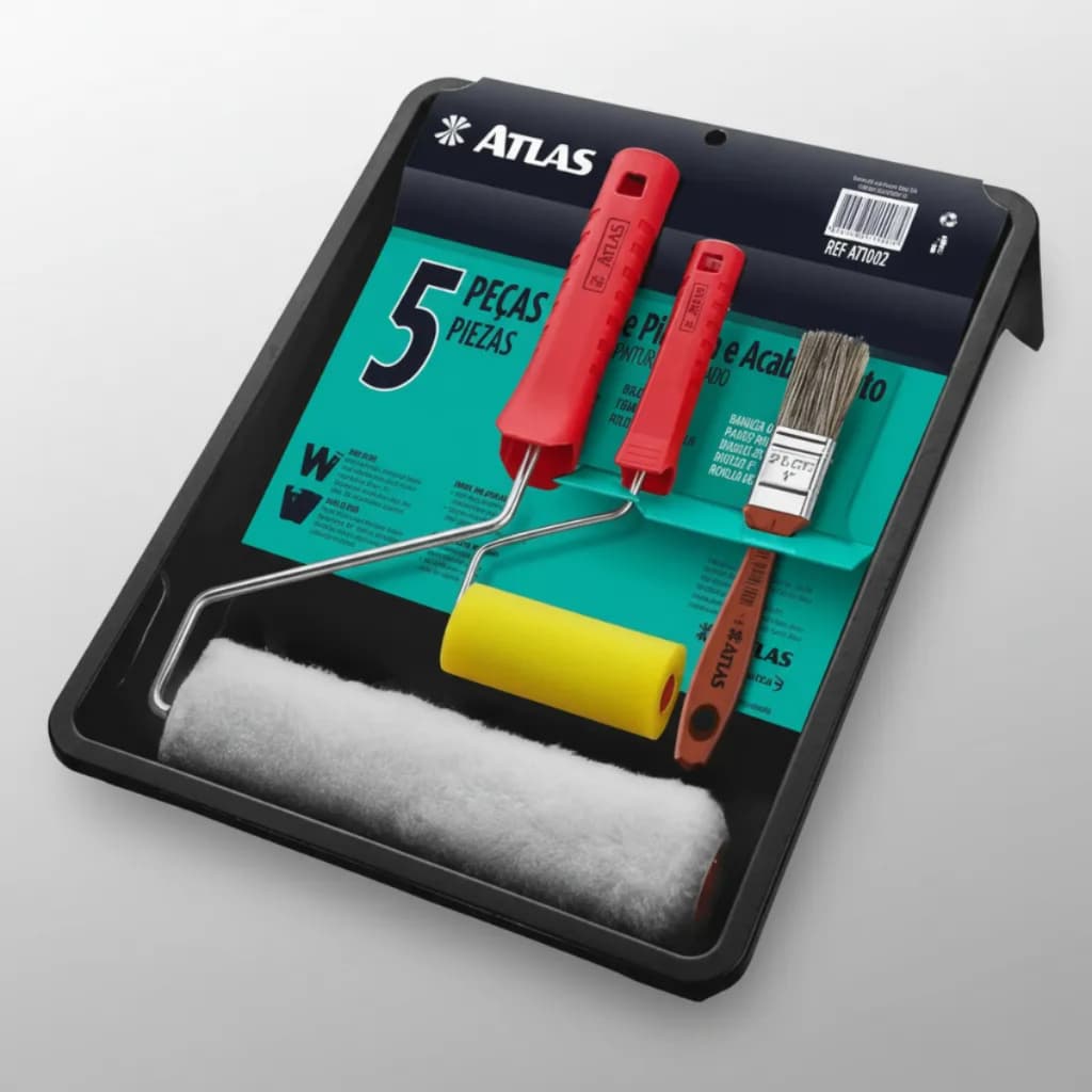Conjunto Para Pintura Prático Atlas Com Rolo, Cabo E Bandeja