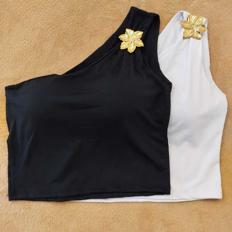 Cropped Uma Alça com Fivela Nova Tendência