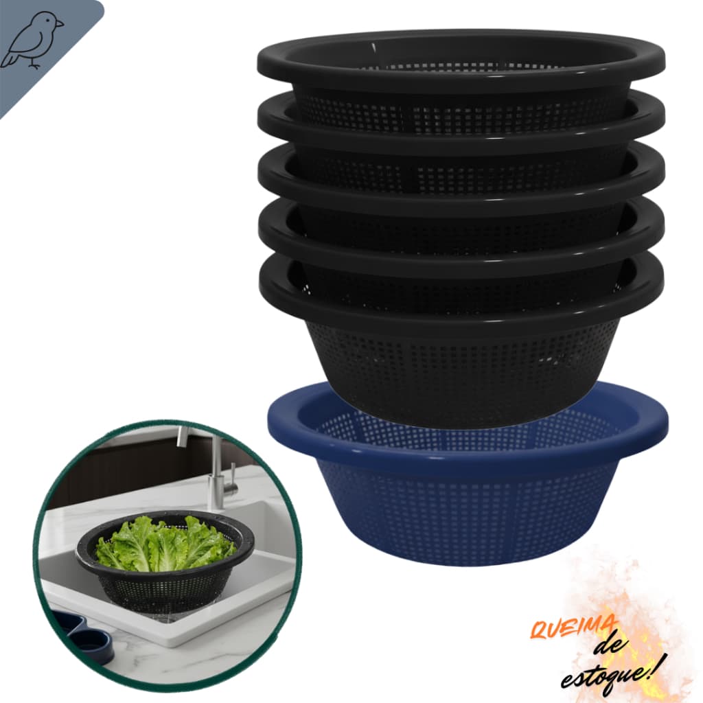 Conjunto 6 Escorredores Lavatudo Multiuso Para Cozinha Duravel Resistente Para Legumes Verduras Grao