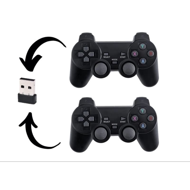 Controle Sem Fio Duplo + Receptor USB – Compatível com PC, TV Box e Game Stick