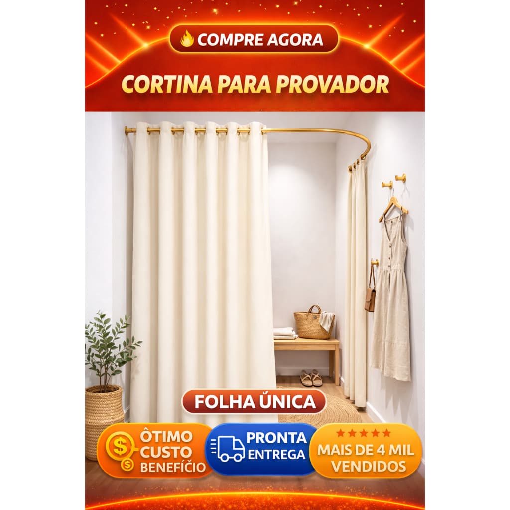 Cortina Para Provador de Loja Oxford Lisa em Tecido Grosso para Porta Envio Imediato