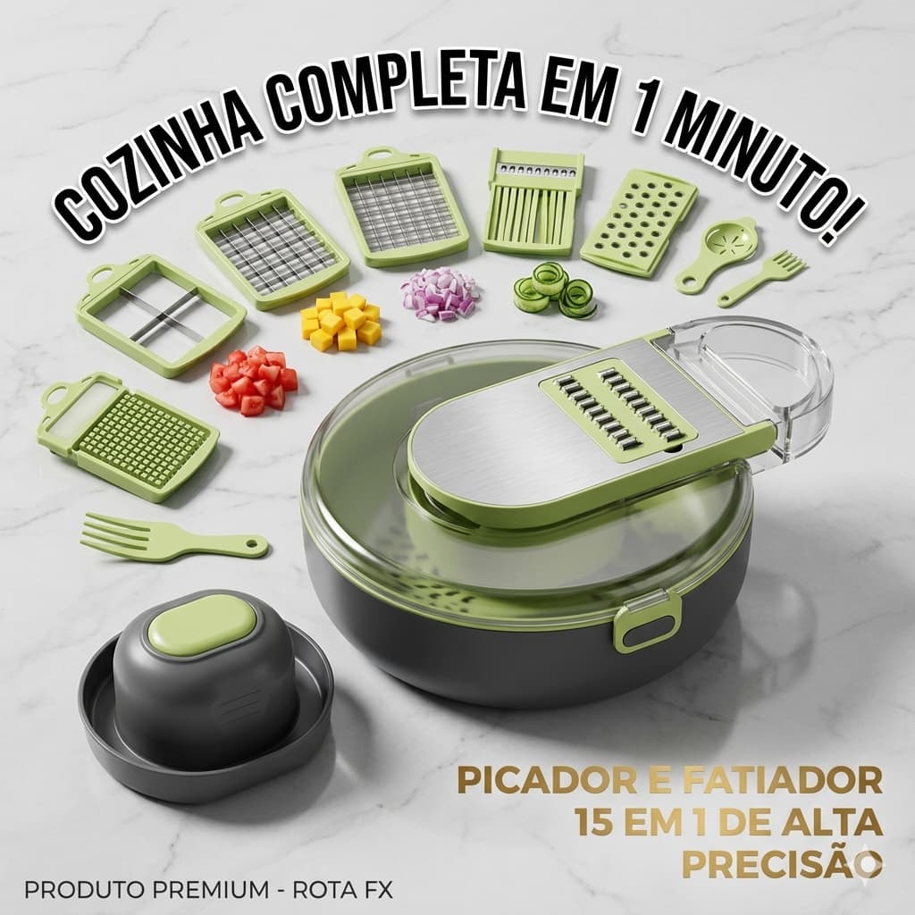 Cortador De Legumes Multifuncional 15 Em 1 Fatiador Ralador De Verduras Picador Profissional Com Dispenser E Cesto