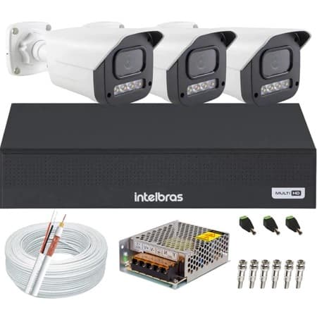 Kit 3 Câmeras 1080p Full Color Dvr Intelbras 4ch S/HD