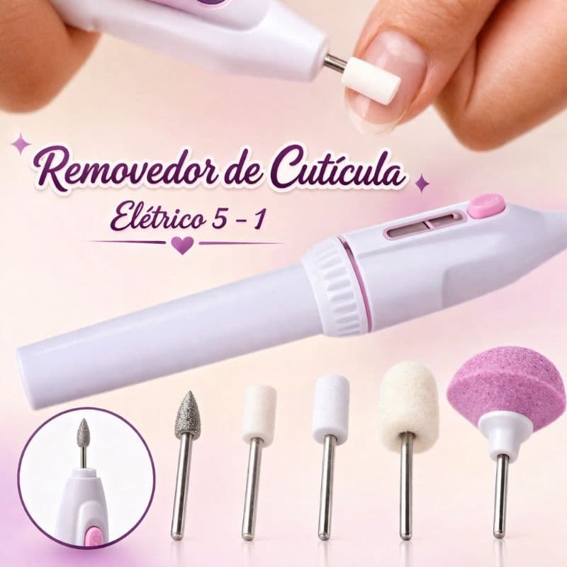 2 Kit Elétrico Manicure e Pedicure com 5 Ponteiras Lixa Unhas Portátil