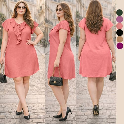 VESTIDO PLUS SIZE FEMININA ELEGANTE FEMININO SOLTINHA MIDI MODA SOCIAL VESTIDOS FEMININAS CONFORTÁVEL FRESCO GRANDE DUNA