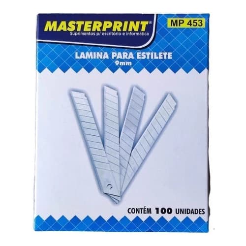 Caixa C/100 Lâminas P/ Estilete 9mm's Masterprint (100 peças)