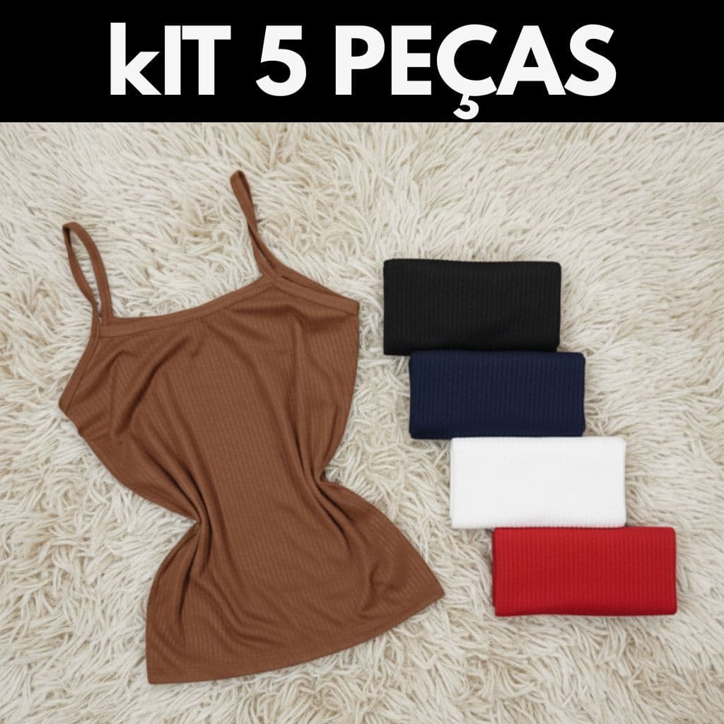Kit 5 Blusas Regatas  Alcinha Feminina Canelada para o Dia a Dia