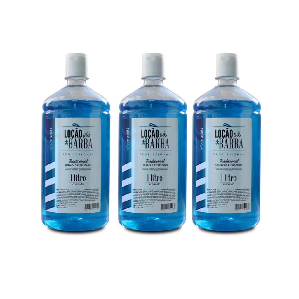 Loção Pós-barba Tradicional  1 Litro Fixmodell Kit com 3un.