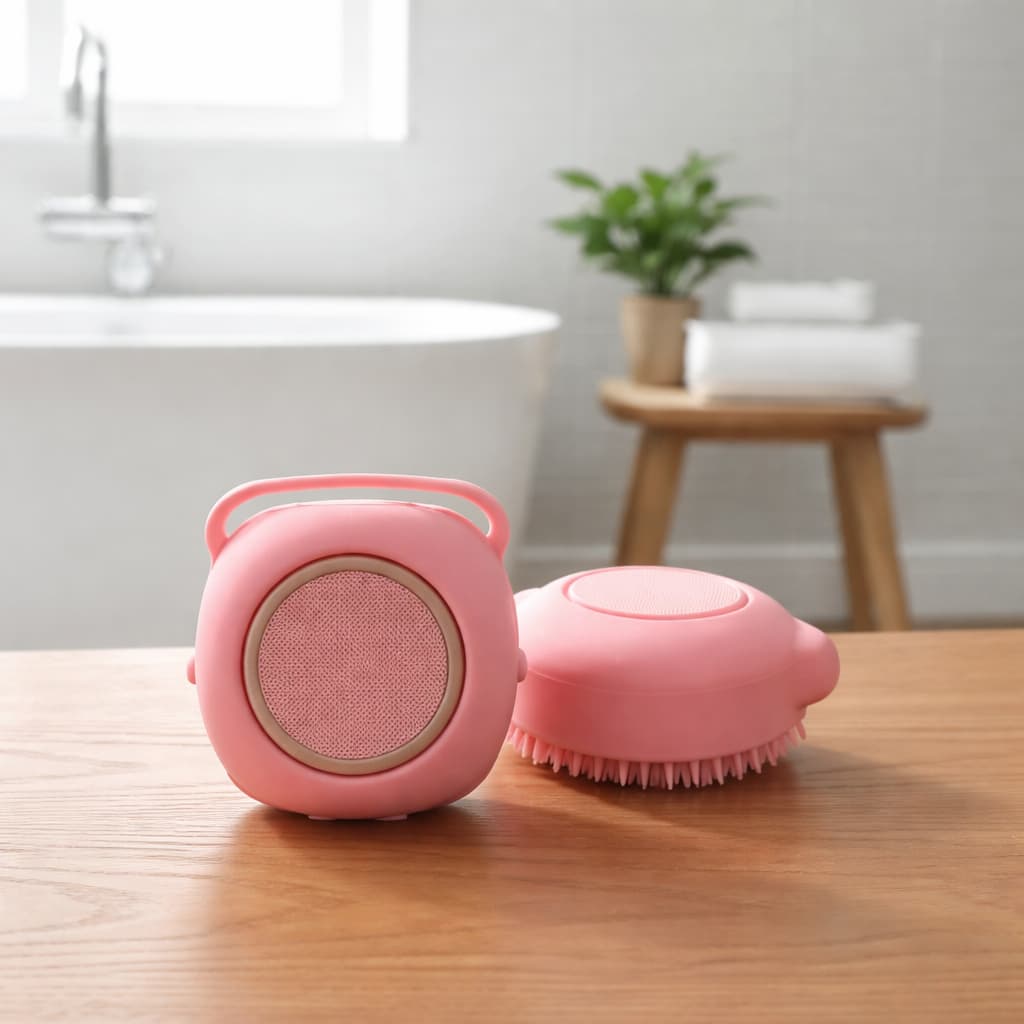 Kit 2 Escova Banho Pet Silicone C/ Dispenser Shampoo Pet