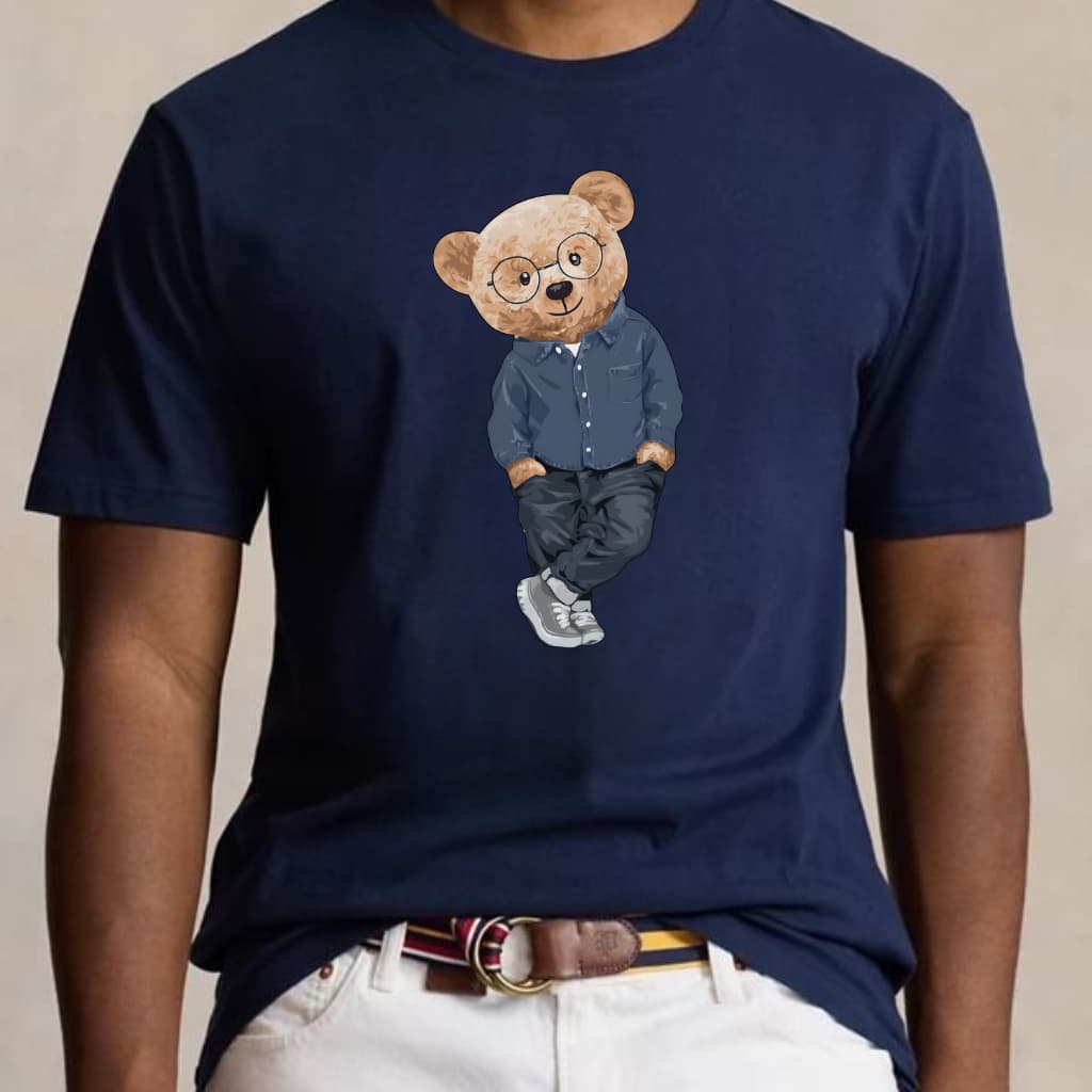 Camiseta Masculina Urso Nerd 100% Algodão Casual Dia a Dia Estiloso