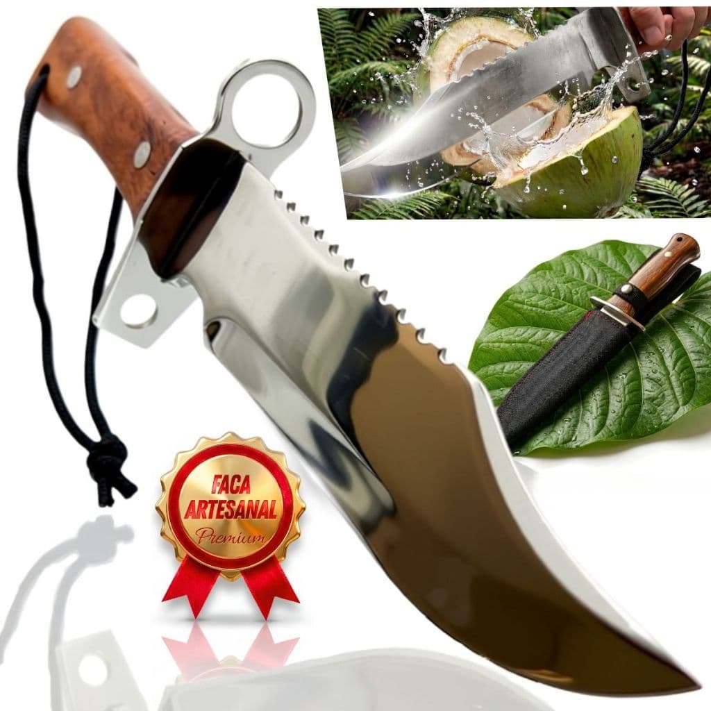 Faca Tatica 32cm Afiado Para Limpa Peixe Aço Inox Com Bainha
