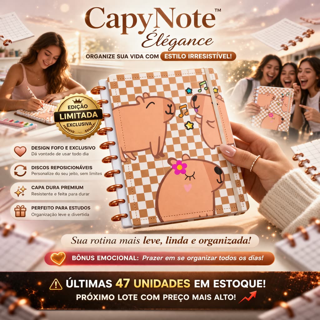 Caderno Capivara Grande G Capa Dura Disco Reposicionável