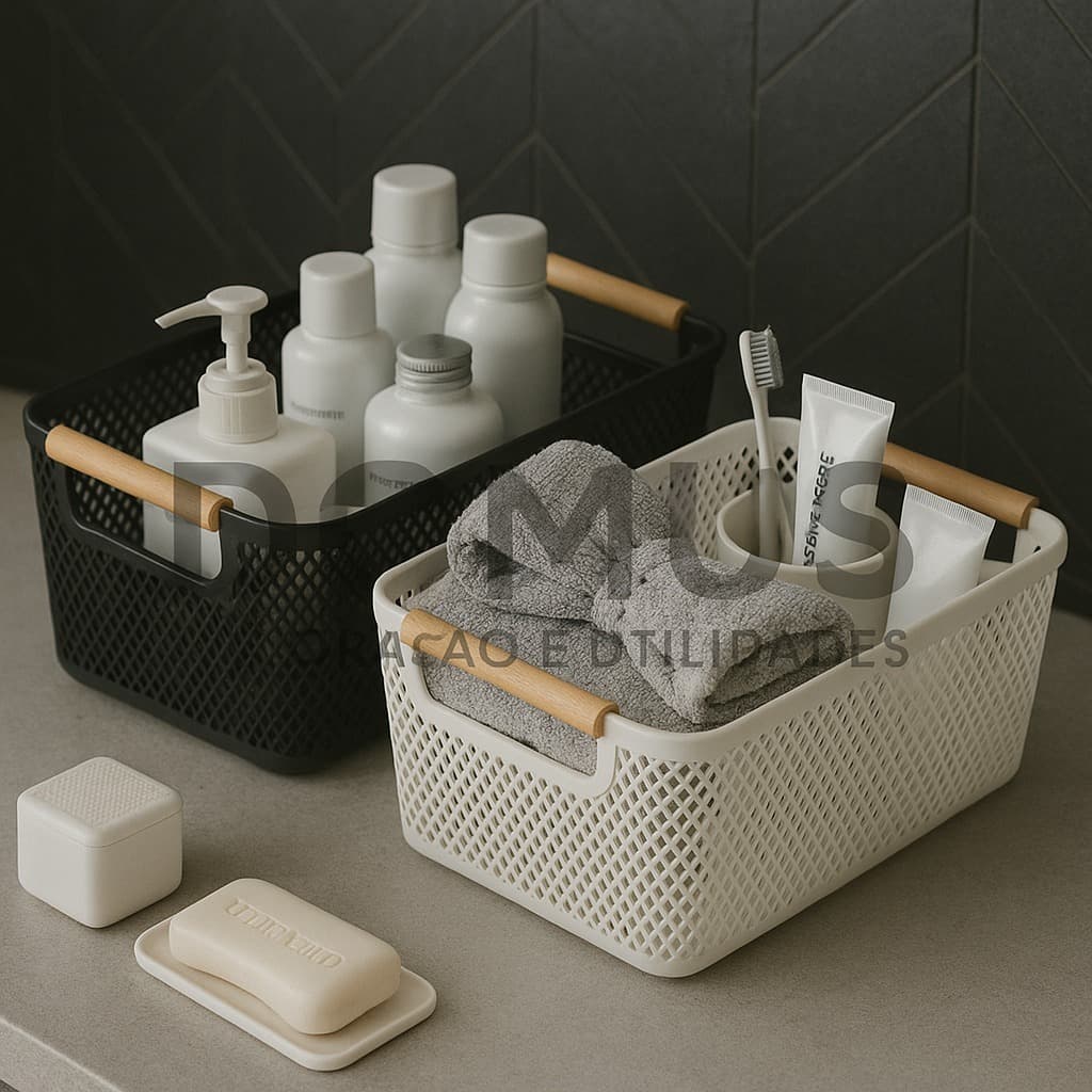 Cesto Telado Decorativo Multiuso Fruteira Cozinha Lavanderia Premium Organizador De Plastico