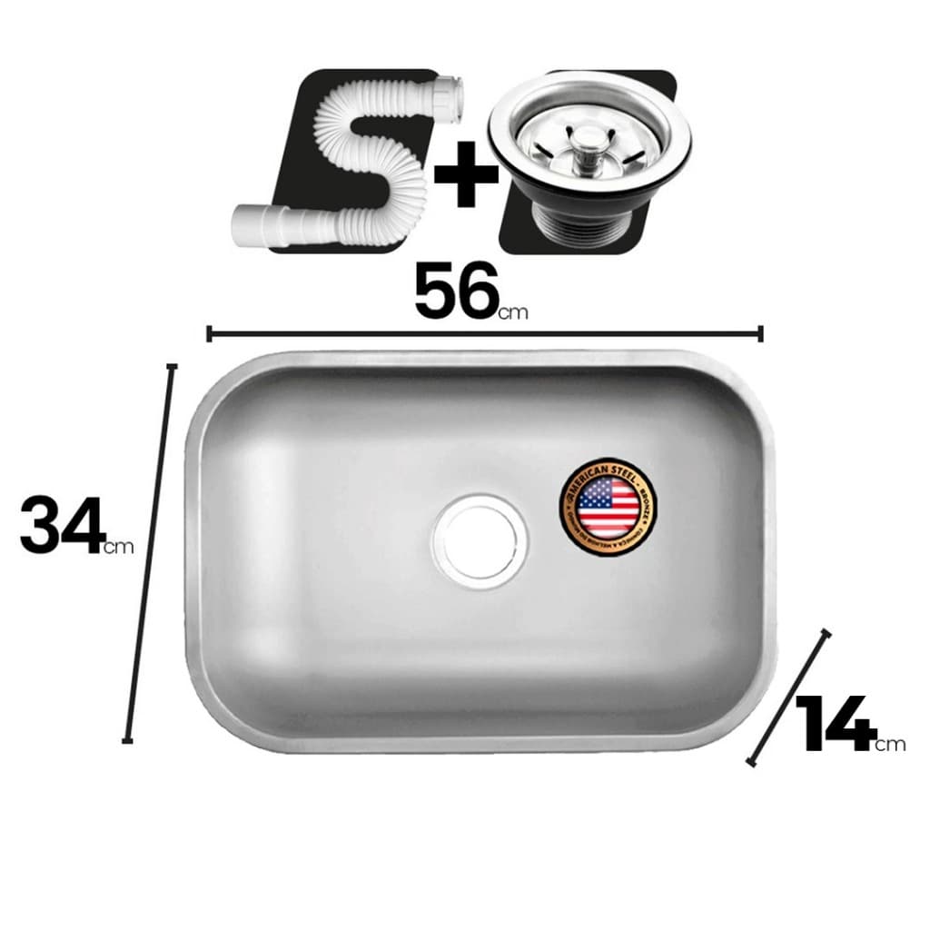Cuba Pia Numero 2 Cozinha Inox American Steel 56x34x14 Fosco