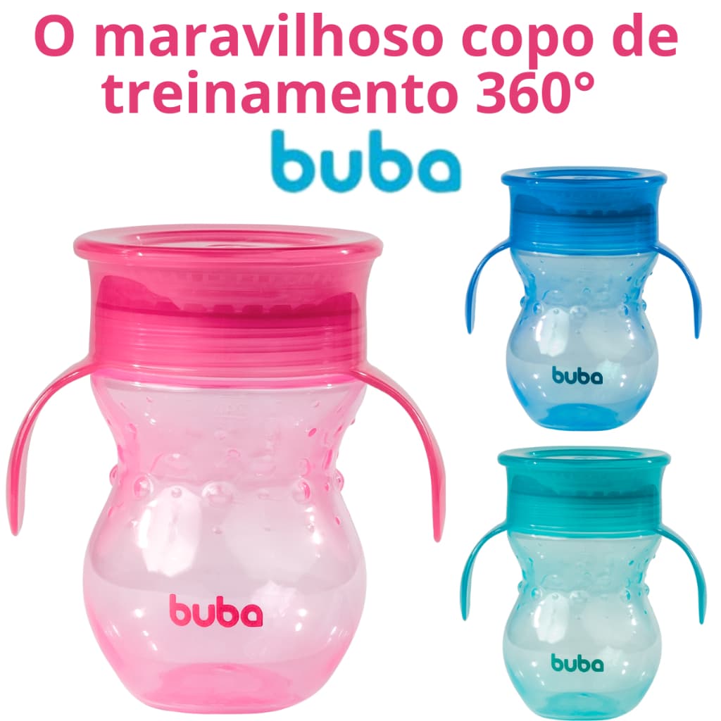 Copo De Treinamento 360 Bebe Criança Buba Com Alça Não Vaza