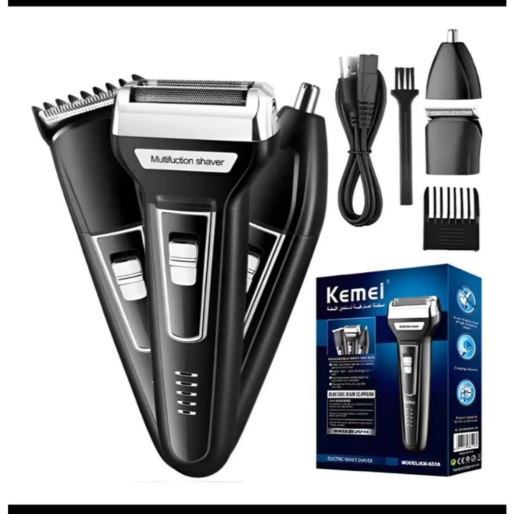 KIT COM 2 UNIDADES Barbeador Elétrico Aparador E Cortador De Cabelo Kemei elétrico