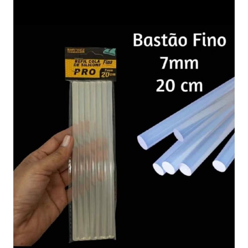 Kit de 7 Bastão de Cola Quente Cola de Silicone Translúcida 20 cm 7 mm