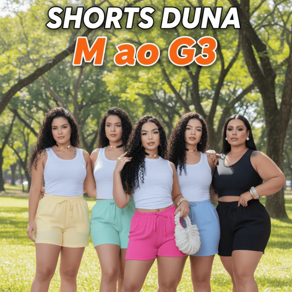 KIT 2 Shorts Feminino Básico Verão Fashion Leve Soltinho Duna Modinha Cintura Alta