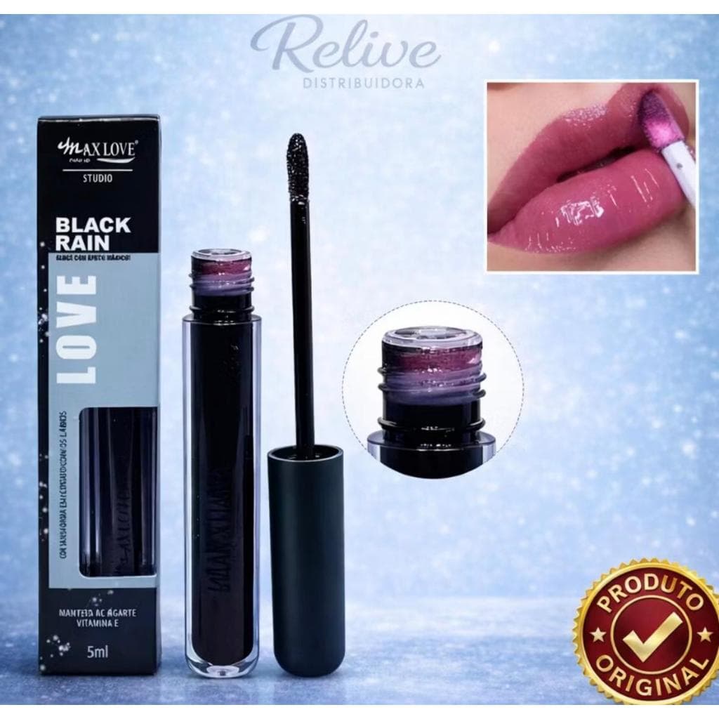 Gloss Black Rain Max Love Muda de Cor Brilho Intenso Longa Duração 5ml