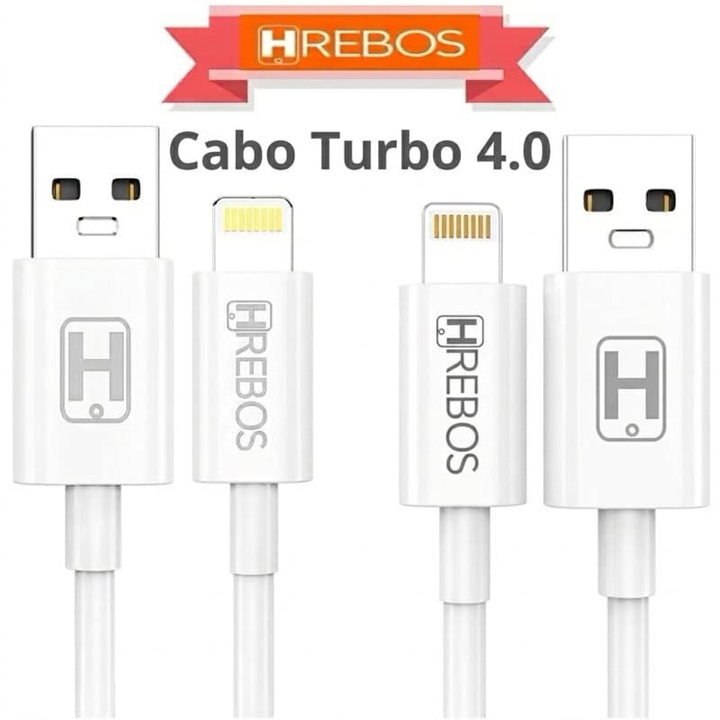 Cabo USB para Lightning 3.1A 1m Hrebos HS-70 | Carregamento Rápido iPhone Alta Durabilidade Pronta Entrega Full