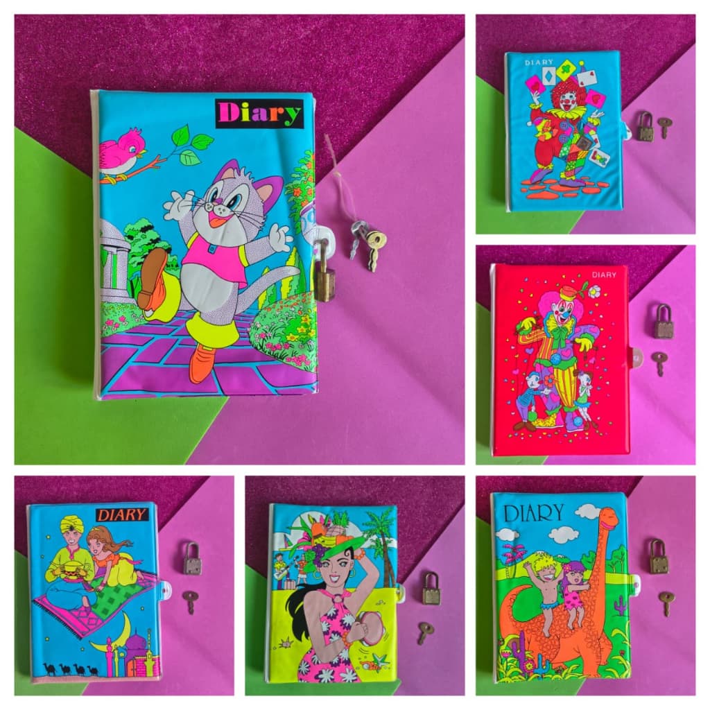 Diário Vintage com Cadeado e Chave Item Retrô e Raro dos anos 90 - Super Vintage Nostálgico Colecionável