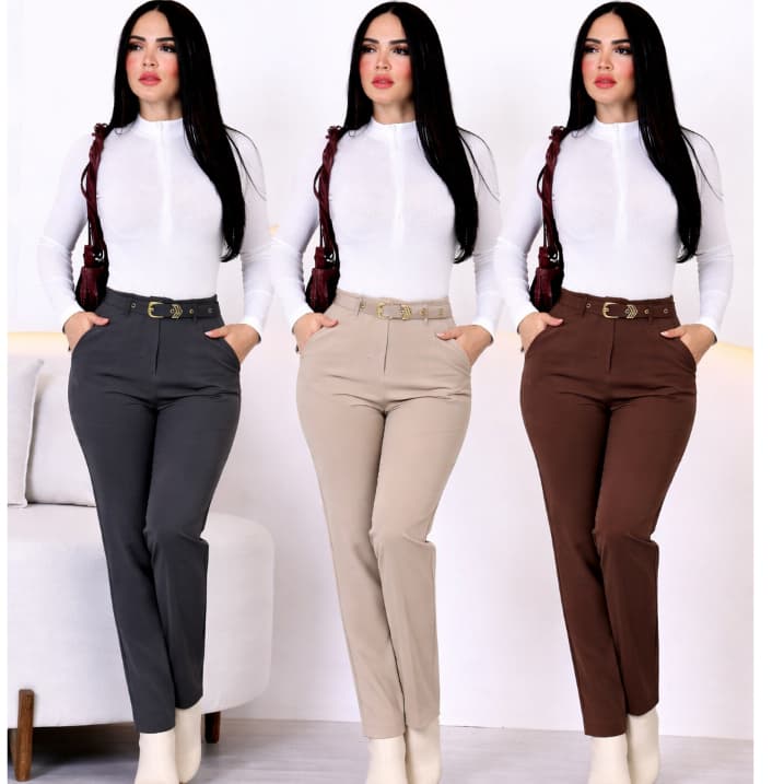 Calça feminina social alfaiataria skynny Cintura Alta Com Cinto tecido premium 2026
