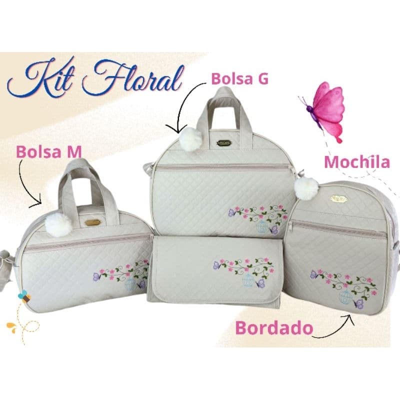 Kit Maternidade Floral 4 peças impermeável