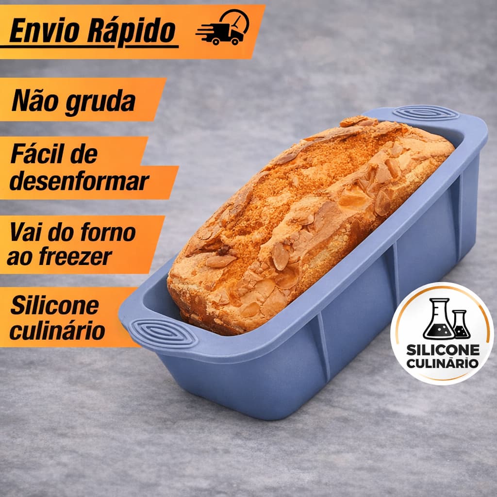Forma Airfryer Anti Aderente em Silicone Molde para Pão Caseiro e Bolo inglês Assadeira Retangular