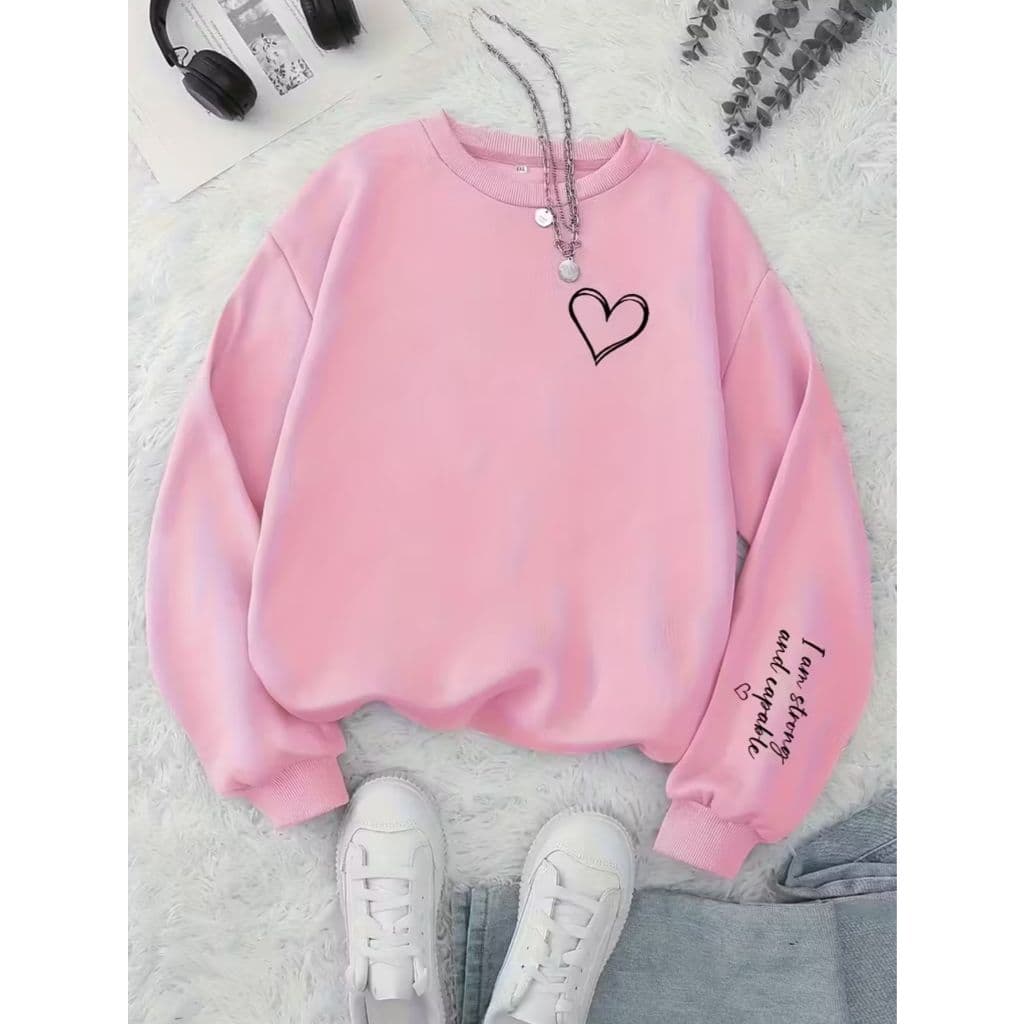 Suéter feminino coração modelo novo moletom algodão casual
