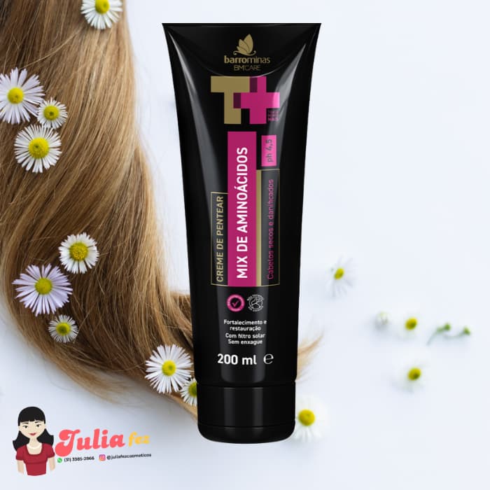Creme de Pentear Barrominas Mix de Aminoácidos, Reconstrução, Fortalecimento e Brilho 200ml