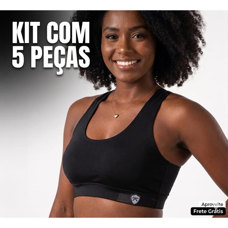KIT 5 PEÇAS TOP FITNESS FEMININO MALHAR SUPLEX ACADEMIA SUSTENTAÇÃO NADADOR DIA A DIA CONFORTÁVEL