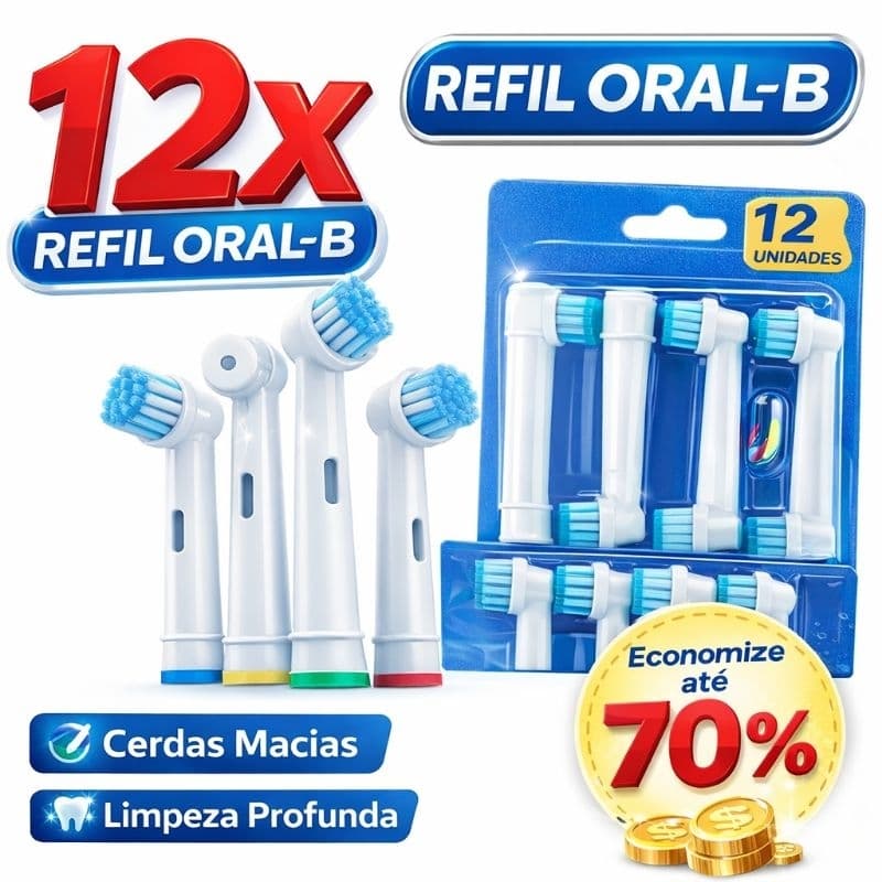 Refil para Escova Elétrica Compatível Oral-B 🪥 Cerdas Macias | Limpeza Profunda + Economia