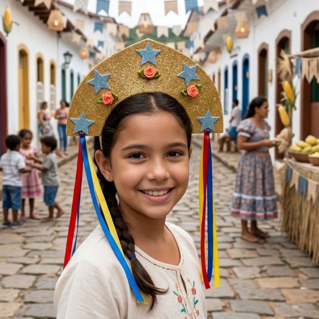 Tiara Infantil Maria Bonita Cangaceira Festa Junina Arraial