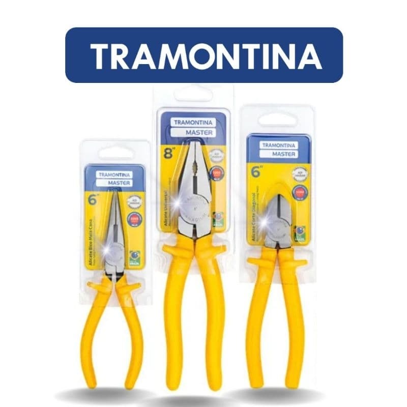 Kit Alicate Tramontina 8' polegadas+Alicate Bico Fino+Alicate de Corte